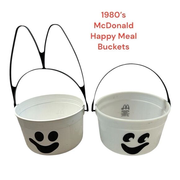 McDonald's 1980’s vintage 2 Happy Meal ghost face Buckets - Picture 1 of 10